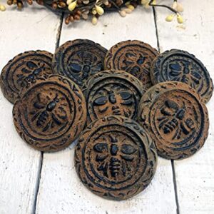 Blackened Beeswax Honey Bee Rounds Cinnamon Scented with Cinnamon Powder Rub - American Folk Art Primitive Melts Tarts Bowl Fillers