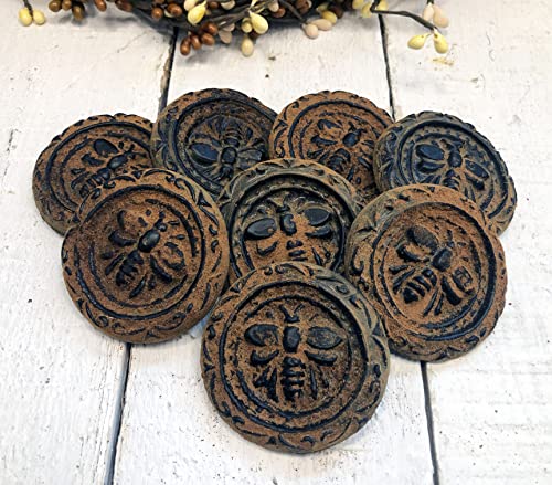 Blackened Beeswax Honey Bee Rounds Cinnamon Scented with Cinnamon Powder Rub - American Folk Art Primitive Melts Tarts Bowl Fillers