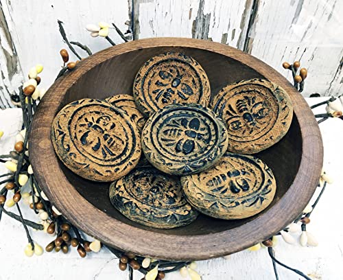 Blackened Beeswax Honey Bee Rounds Cinnamon Scented with Cinnamon Powder Rub - American Folk Art Primitive Melts Tarts Bowl Fillers