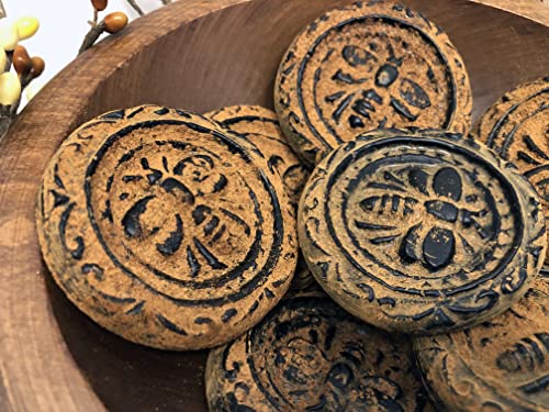 Blackened Beeswax Honey Bee Rounds Cinnamon Scented with Cinnamon Powder Rub - American Folk Art Primitive Melts Tarts Bowl Fillers