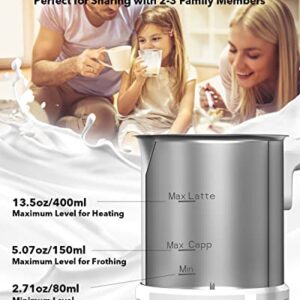 iKEPAPA Milk Frother – Electric Milk Frother and Steamer for Home – 13.5oz/380ml Large Capacity – 5-in-1 Functions with Heating and Frothing – Ideal for Latte, Cappuccino, Chocolate, Hot Milk, 500W