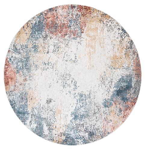 SAFAVIEH Invista Collection 6'7" Round Ivory/Multi INV593A Modern Abstract Entryway Foyer Living Room Bedroom Kitchen Area Rug