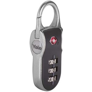 Yale TSA Approved Combination Travel Luggage Lock with Clip for Backpack, Suitcase, and Accessories (Gray)