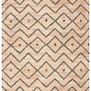 SAFAVIEH Kilim Collection Accent Rug - 2'3" x 5', Natural & Charcoal, Handmade Moroccan Boho Jute & Cotton, Ideal for High Traffic Areas in Entryway, Living Room, Bedroom (KLM750A)