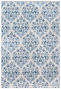 martha stewart x safavieh 2' x 4' cream/blue msr2856d floral non-shedding entryway living room foyer bedroom accent rug (msr2856d-24)