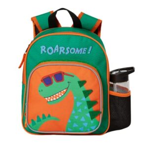 ralme dinosaur mini backpack set with water bottle and insulated lunch pocket for kids & toddlers - 12 inch, green