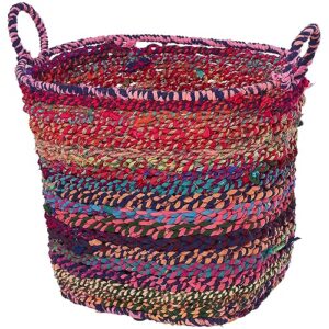cosmoliving by cosmopolitan cotton round storage basket with handles, 23" x 18" x 18", multi colored