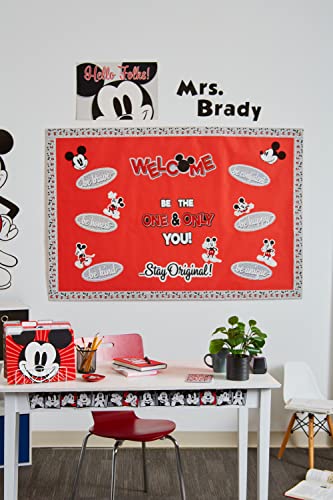 Eureka 845665 Disney Retro Mickey Mouse Poses Decorative Classroom and Bulletin Board Trim for Teachers, 2.25" Wide with 37 Feet Total, Multicolor, 12 Strips