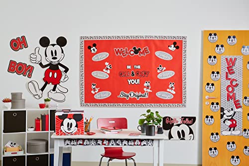 Eureka 845665 Disney Retro Mickey Mouse Poses Decorative Classroom and Bulletin Board Trim for Teachers, 2.25" Wide with 37 Feet Total, Multicolor, 12 Strips