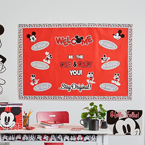 Eureka 845665 Disney Retro Mickey Mouse Poses Decorative Classroom and Bulletin Board Trim for Teachers, 2.25" Wide with 37 Feet Total, Multicolor, 12 Strips