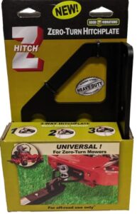zhitch zero-turn 3-way hitch plate - ball hitch, rugged pin hitch hole and dual tow loops - universal fit - for lawn mowers, atv, boat, golf carts and more