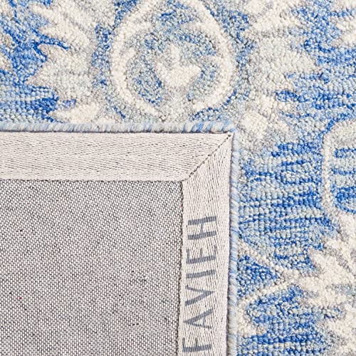 SAFAVIEH Micro-Loop Collection Accent Rug - 2' x 3', Blue & Ivory, Handmade Wool, Ideal for High Traffic Areas in Entryway, Living Room, Bedroom (MLP536M)