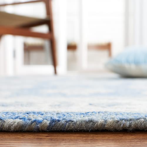 SAFAVIEH Micro-Loop Collection Accent Rug - 2' x 3', Blue & Ivory, Handmade Wool, Ideal for High Traffic Areas in Entryway, Living Room, Bedroom (MLP536M)