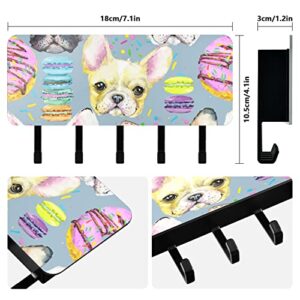 Sinestour French Bulldog Key Holder for Wall Key Hanger with 5 Key Hooks Key Rack Organizer Key and Mail Holder for Wall Decorative Entryway Hallway Kitchen Farmhouse Apartment