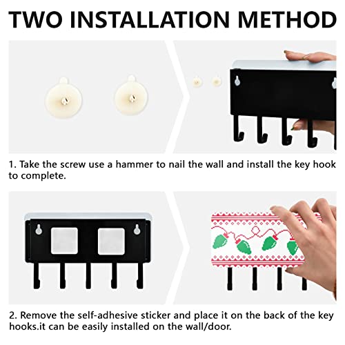 Sinestour Christmas Tree Light Key Holder for Wall Key Hanger with 5 Key Hooks Key Rack Organizer Key and Mail Holder for Wall Decorative Entryway Hallway Kitchen Farmhouse Apartment