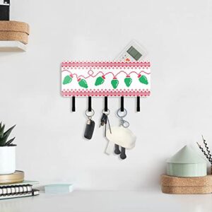 Sinestour Christmas Tree Light Key Holder for Wall Key Hanger with 5 Key Hooks Key Rack Organizer Key and Mail Holder for Wall Decorative Entryway Hallway Kitchen Farmhouse Apartment