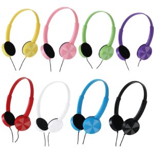daymey headphone for school, classroom, airplane, hospital, students,kids and adults- 8 pack mixed colors (color2)…