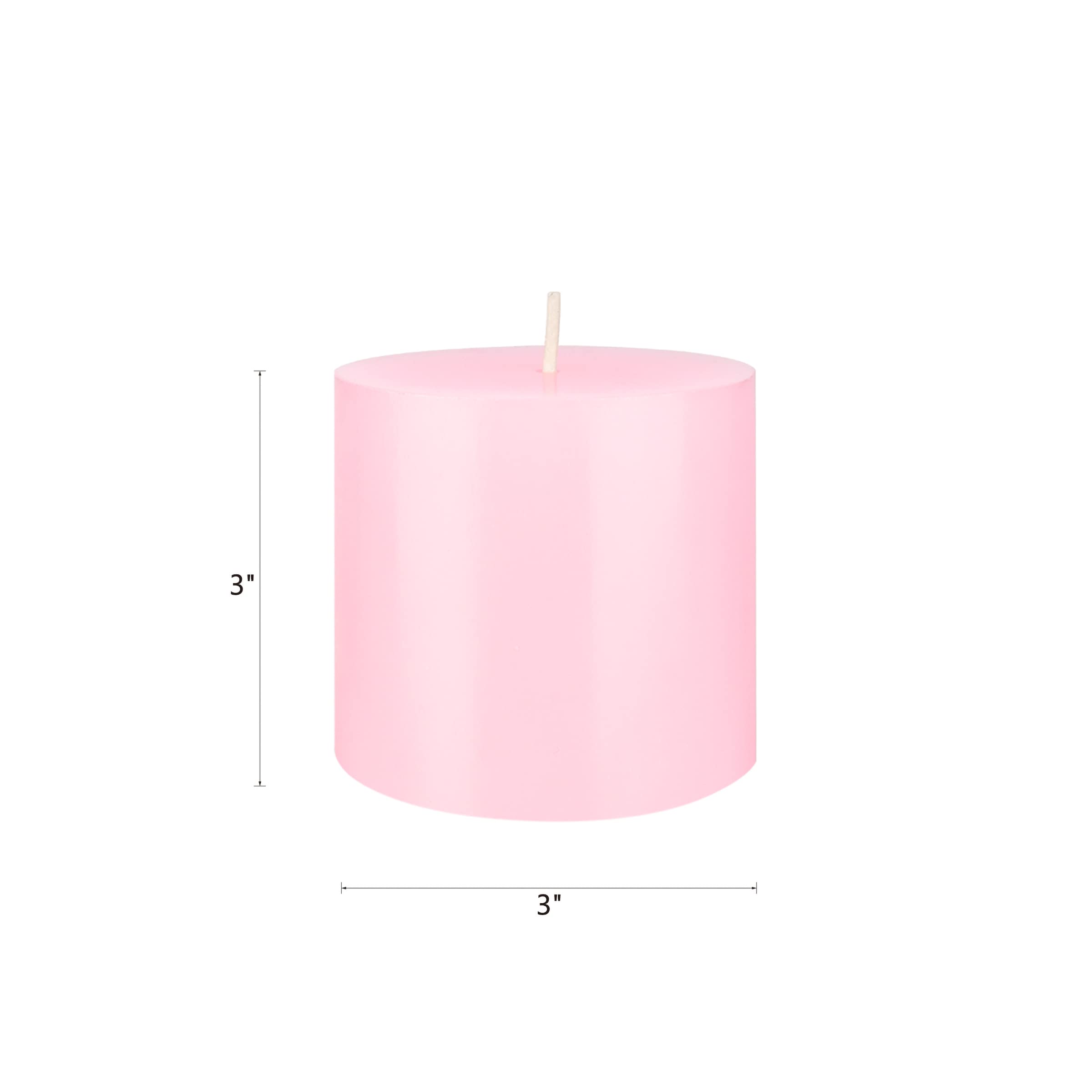 Mega Candles 3 pcs Unscented Pink Round Pillar Candle, Hand Poured Premium Wax Candles 3 Inch x 3 Inch, Home Décor, Wedding Receptions, Baby Showers, Birthdays, Celebrations, Party Favors & More