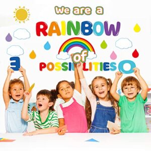 We are A Rainbow of Possibilities Bulletin Board Set Motivational Rainbow Cutouts Inspirational Back to School Classroom Decoration 64Pcs