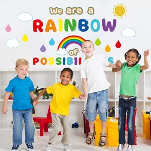 We are A Rainbow of Possibilities Bulletin Board Set Motivational Rainbow Cutouts Inspirational Back to School Classroom Decoration 64Pcs