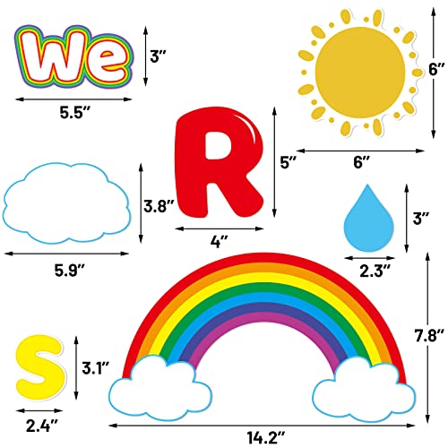 We are A Rainbow of Possibilities Bulletin Board Set Motivational Rainbow Cutouts Inspirational Back to School Classroom Decoration 64Pcs