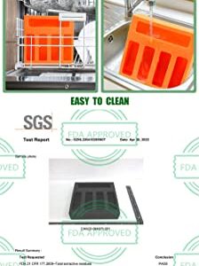 Silicone Ziplock Bag Organizer for Kitchen Drawer Pantry Organization, Compatible with Ziploc, Solimo, Hefty, Glad All Brands Plastic Food Storage Bags, Fits Gallon, Quart, Sandwich, Slider Quart, Snack Baggie, 5 Slots, Orange