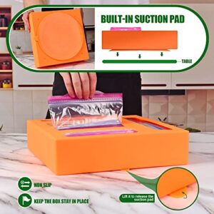 Silicone Ziplock Bag Organizer for Kitchen Drawer Pantry Organization, Compatible with Ziploc, Solimo, Hefty, Glad All Brands Plastic Food Storage Bags, Fits Gallon, Quart, Sandwich, Slider Quart, Snack Baggie, 5 Slots, Orange