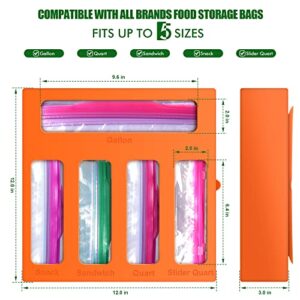 Silicone Ziplock Bag Organizer for Kitchen Drawer Pantry Organization, Compatible with Ziploc, Solimo, Hefty, Glad All Brands Plastic Food Storage Bags, Fits Gallon, Quart, Sandwich, Slider Quart, Snack Baggie, 5 Slots, Orange