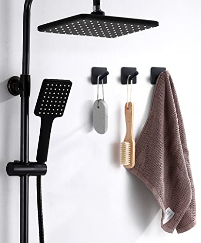 xdgeLoad Bath Towel Hooks 4 Pack, Heavy Duty Wall Hooks for Bathrooms/Coat/Robe/Kitchen, Non-Punching self-Adhesive Hooks, Matte Stainless Steel Black