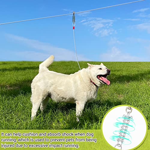 Dog Tie Out Cable - 100 ft Long Dog Cable with 10 ft Run Cable for Yard Training Running Camping Hiking Outdooor - Heavy Duty Chew Proof Lead Leash with Buffer Spring for Small Medium Large Dog