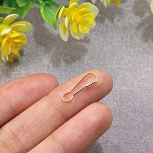 Mini Skater 0.63" Mini Metal Spring Hooks, Tiny Stainless Steel Lanyards Snap Clip Hooks, Keyring Accessory for Purse,Curtains,Jewelry Ring Craft and ID Card Key Chain Clip Parts(Light Gold, 200Pcs)