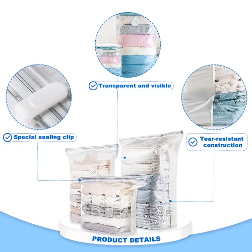 Vacuum Storage Bags, Space Saver Sealer Bags Compressed Closet Organizers and Storage Bags for Bedding, Comforter, Pillows, Towel, Blanket, Clothes Compress Cube No Pumps Needed 3 Pack (Large-3pcs)