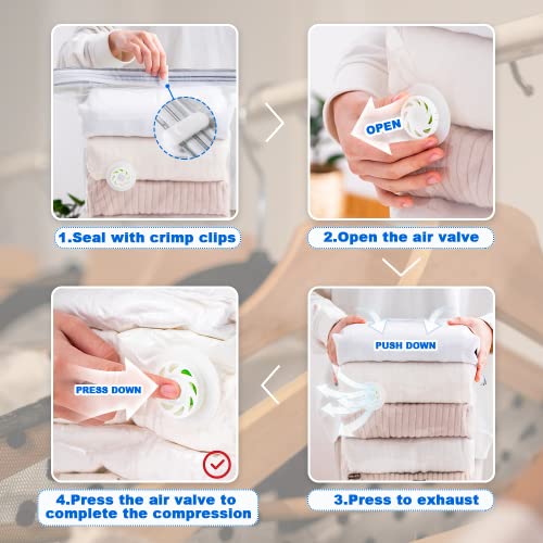 Vacuum Storage Bags, Space Saver Sealer Bags Compressed Closet Organizers and Storage Bags for Bedding, Comforter, Pillows, Towel, Blanket, Clothes Compress Cube No Pumps Needed 3 Pack (Large-3pcs)