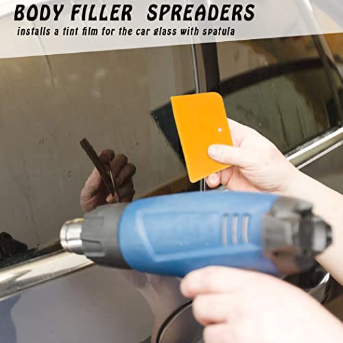 4 Pack Body Filler Spreaders, 3, 4, 5, 6 Inch Reusable Automotive Body Fillers Hard Plastic Auto Spreaders for Applying Fillers, Putties, Glazes, Caulking Agents Car Body Maintenance and Paint, Orange