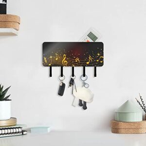 Musical Notes Key Holder for Wall Decorative Key Hanger Racks with 5 Hooks Easy Install Mail Holder for Wall Mount for Home Decor Hallway Kitchen Office Farmhouse