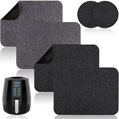 IYSHOUGONG Heat Resistant Mat for Air Fryer,4Pcs Heat Resistant Pad and Black Round Coaster Countertop Protector Mat Kitchen Appliance Non-Slip Mat Kitchen Thickened Felt Oven Mat