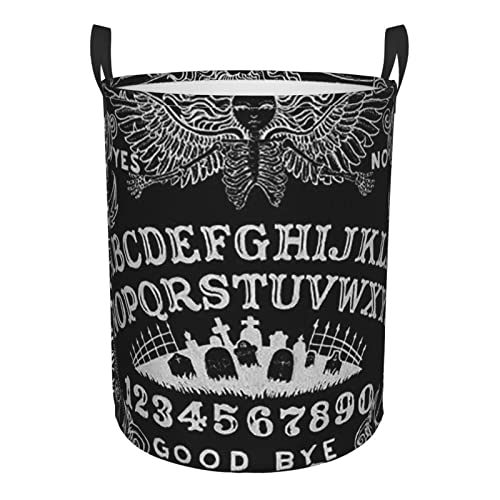 Ouija Board Black Large Laundry Basket, Laundry Hamper with Handle Collapsible Dirty Clothes Hamper Round Storage Basket for Bedroom Clothes Storage