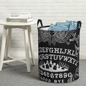 Ouija Board Black Large Laundry Basket, Laundry Hamper with Handle Collapsible Dirty Clothes Hamper Round Storage Basket for Bedroom Clothes Storage