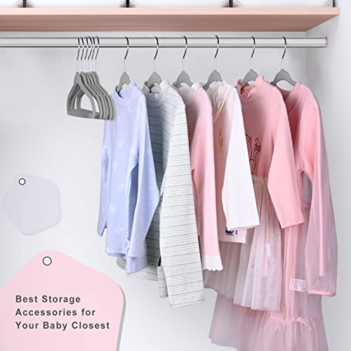 BAGAIL Kids Velvet Hangers 11” Inch Children's Clothes Hangers Non-Slip Baby Hangers for Infant/Toddler (Grey,50pack)