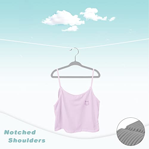 BAGAIL Kids Velvet Hangers 11” Inch Children's Clothes Hangers Non-Slip Baby Hangers for Infant/Toddler (Grey,50pack)