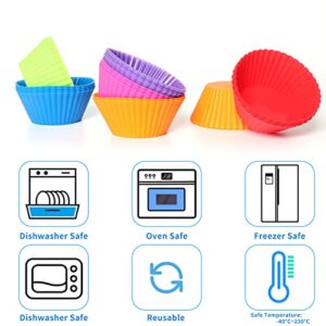 Yvnicll Silicone Baking Cups, Silicone Cupcake Liners Baking Cups Reusable Muffin Liners Non-Stick Cup Cake Molds Set，Muffin Liners - Pack of 24