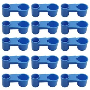 12pcs automatic bird drinker feeder plastic soda pop water bottle cup or pigeons parrot chicken feeder poultry cage cup supplies (blue)