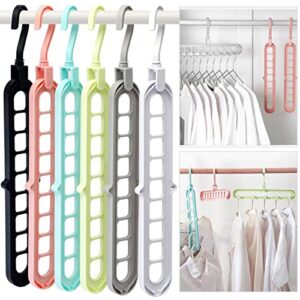 mllkcao 1pc multifunction closet organizer magic space saving hangers with 9 holes, 360° rotatable closet hanger for clothes pants