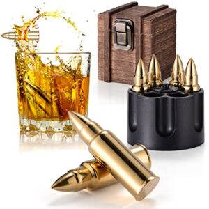 eligara whiskey stones set - wooden crate (6 pcs), stainless steel ice cubes cooling whisky rocks - scotch gifts for him dad boyfriend husband