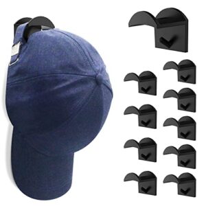 hat hooks for wall - hat racks for baseball caps organizer cowboy hat rack display hat holder cap hangers for closet (black, 10)