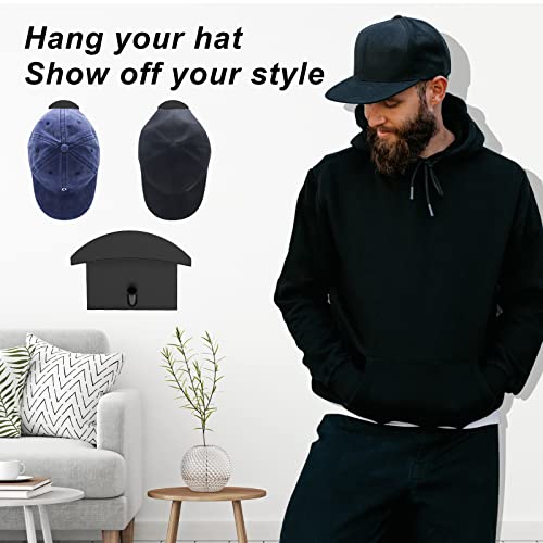 Hat Hooks for Wall - Hat Racks for Baseball Caps Organizer Cowboy Hat Rack Display Hat Holder Cap Hangers for Closet (Black, 10)