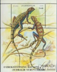 uzbekistan block22 (complete.issue.) 1999 reptiles (stamps for collectors) amphibians / reptiles / dinosaurs