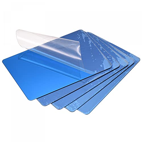 uxcell Blank Metal Card 66mm x 45mm x 0.4mm 201 Stainless Steel Plate Polishing Navy Blue 10 Pcs