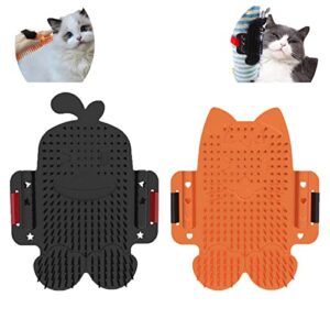 2 packs cat self groomer, pet massage combs brush, cat wall scratcher cat grooming brushes for indoor cats, dog bathing brush with catnip, self massage tool for long & short fur kitten cats dogs