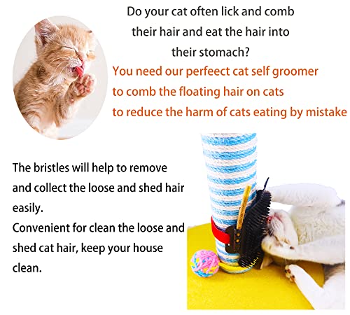 2 Packs Cat Self Groomer, Pet Massage Combs Brush, Cat Wall Scratcher Cat Grooming Brushes for Indoor Cats, Dog Bathing Brush with Catnip, Self Massage Tool for Long & Short Fur Kitten Cats Dogs